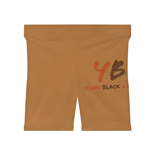 Women's YBE Fall Colors Light Brown Biker Shorts