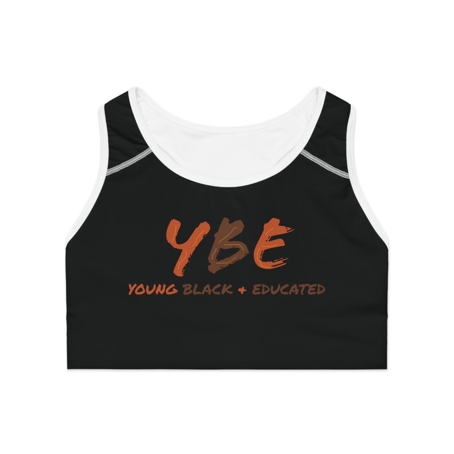 YBE Fall Colors Black Sports Bra