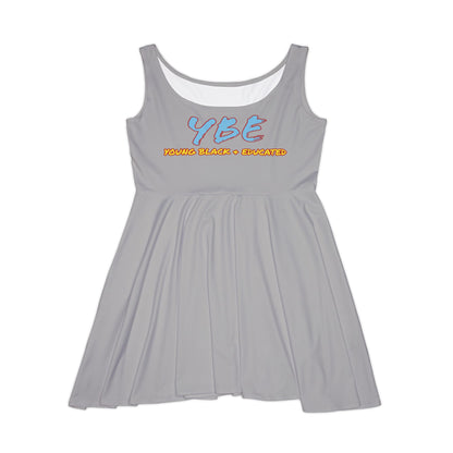 Women's YBE THRASHR VIBE Light Grey Skater Dress