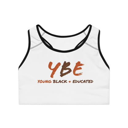 YBE Fall Colors White Sports Bra